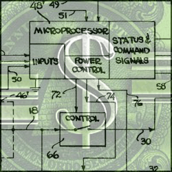patent diagram with money underlay